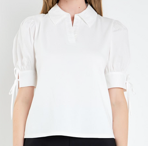 Mix Media Collar Top