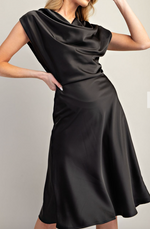 Fluid Neckline Dress - Black