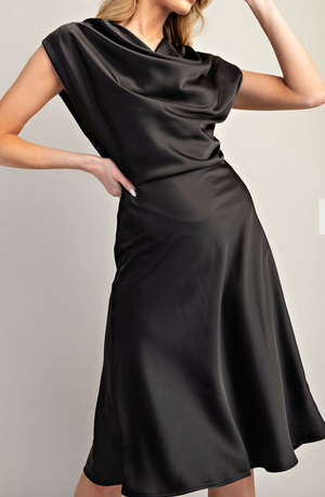 Fluid Neckline Dress - Black