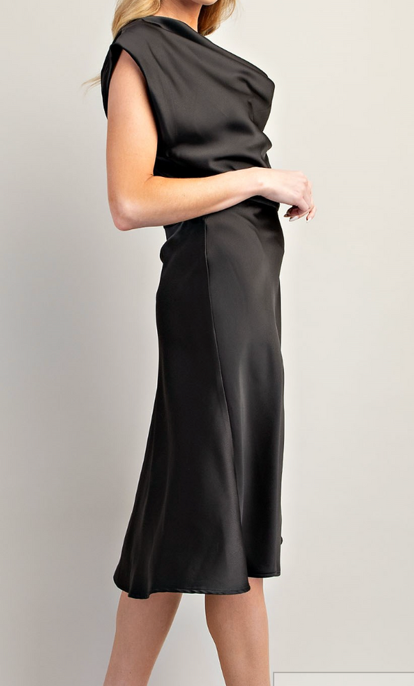 Fluid Neckline Dress - Black