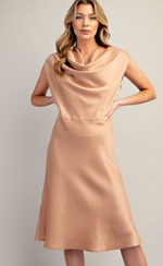 Fluid Neckline Dress - Taupe