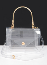 Clear Metal Handle Flap Clutch