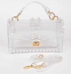 Clear Clutch with Pearls