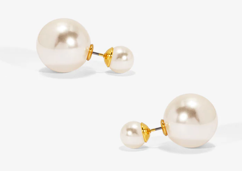 Double Piece Pearl Earring