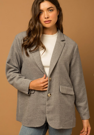 Two Button Closure Oversize Blazer