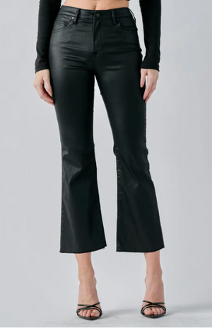 Black Coated Cropped Flare