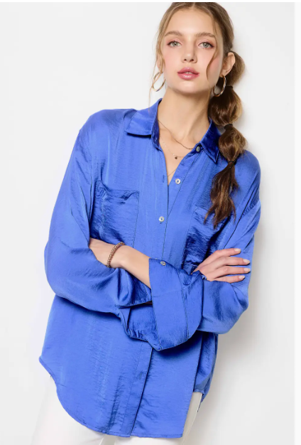 Royal Blue oversized button down