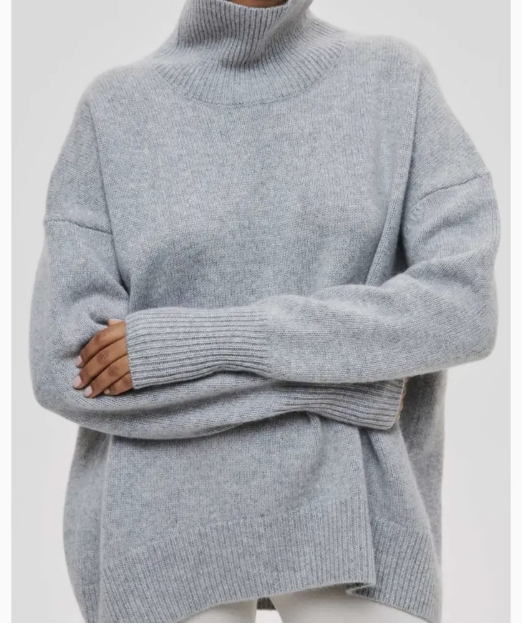 Grey Solid Turtleneck