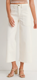 Off White High Rise Cropped Wide Leg