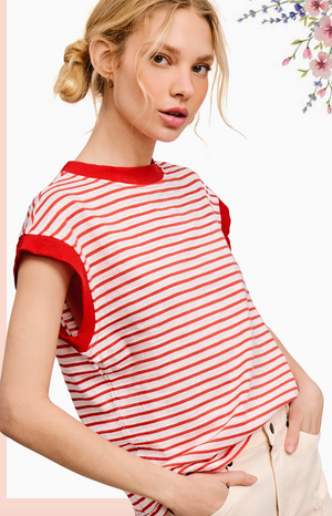 Nautical Cap Sleeve Top