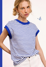 Nautical Cap Sleeve Top