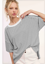 Basic Striped Drop Shoulder Tee