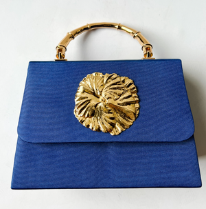 Navy Faille Lulu with Gold Bamboo Handle