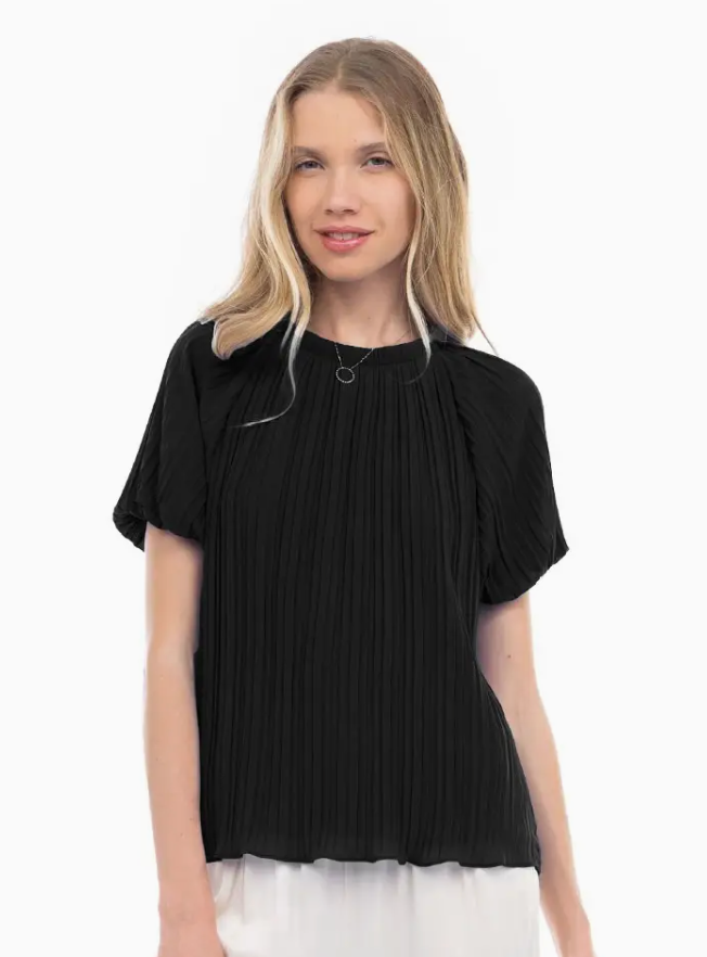 Bubble Sleeve Pleated Blouse