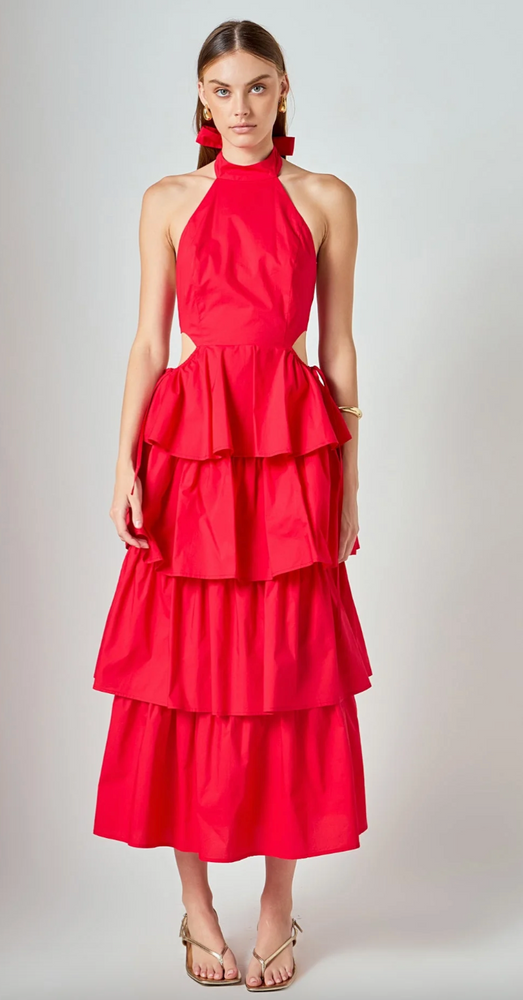Red hot Ruffle Dress