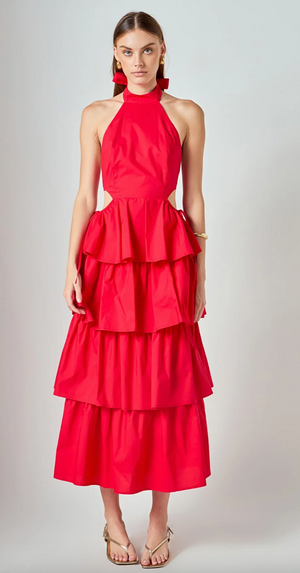 Red hot Ruffle Dress