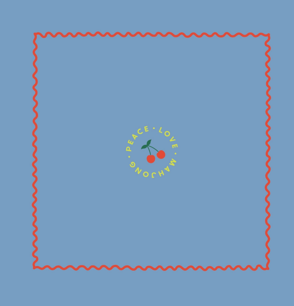 Mahjong Mat- French Blue with Cherries