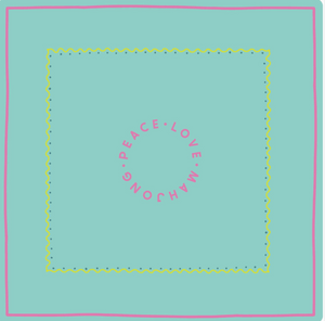 Mahjong Mat- Light Aqua w/ Yellow & Pink