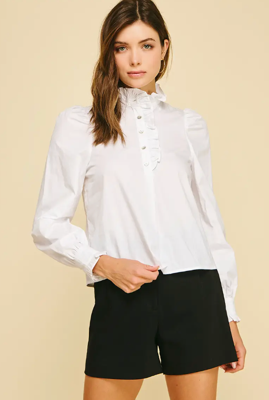 Ruffled Mock Neck Blouse