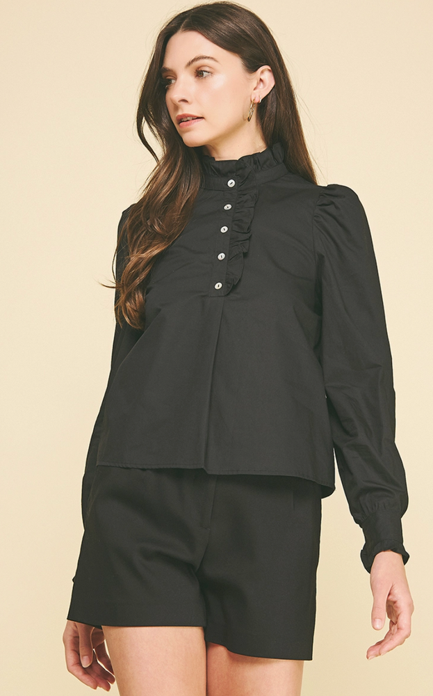 Ruffled Mock Neck Blouse