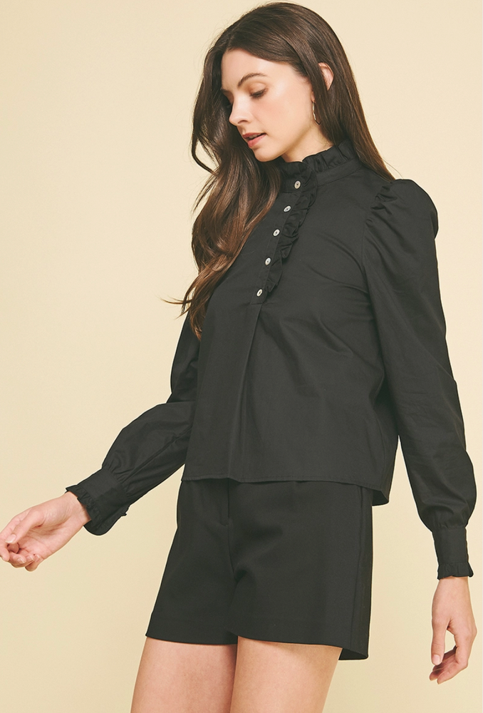 Ruffled Mock Neck Blouse