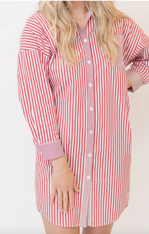 Frances Dress- Red Stripe