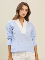 Colorblock Pinstripe Blouse