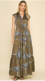 Fall Bird Tiered Maxi dress