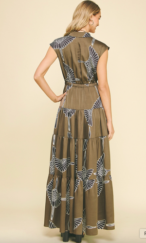 Fall Bird Tiered Maxi dress