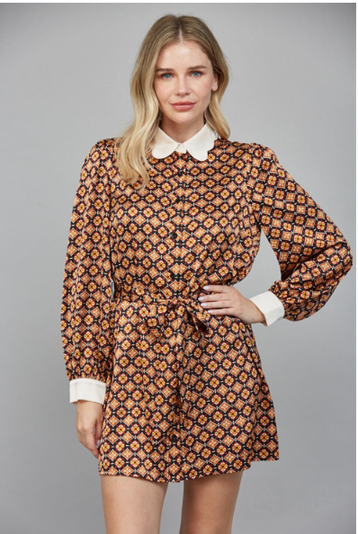 Scallop Collar Mini Dress