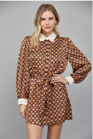 Scallop Collar Mini Dress