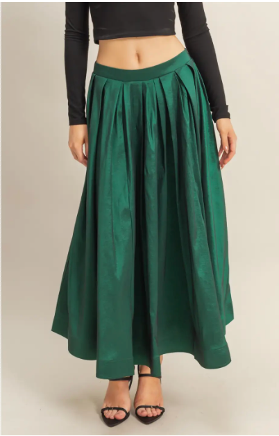 Classic Pleated A-Line Midi Full Skirt