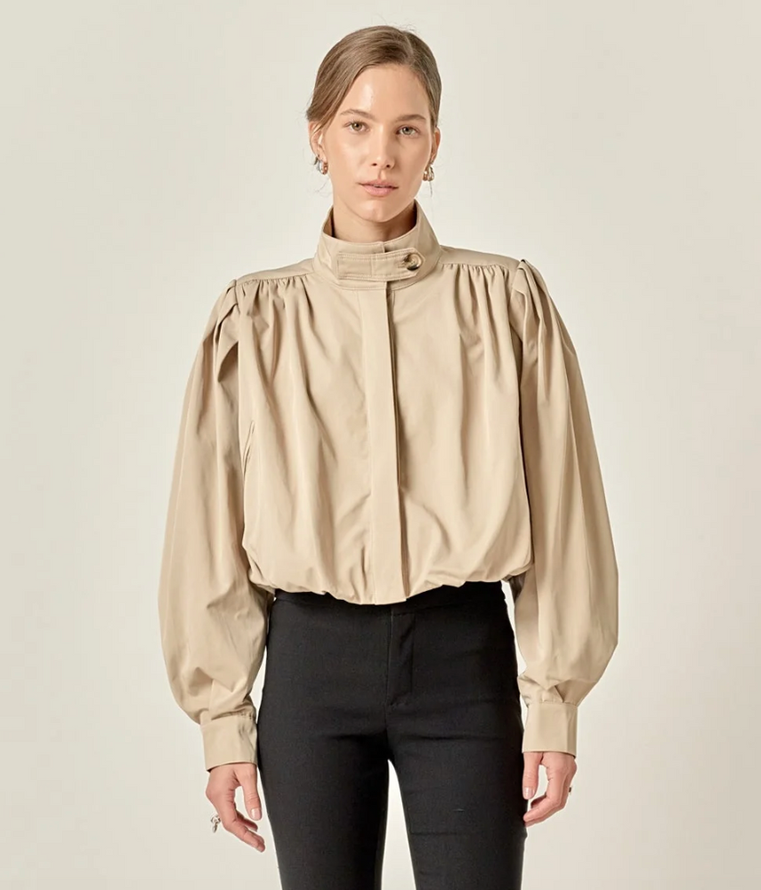 Shirred Short Trench Coat