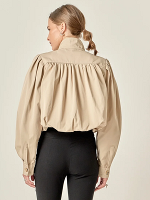 Shirred Short Trench Coat