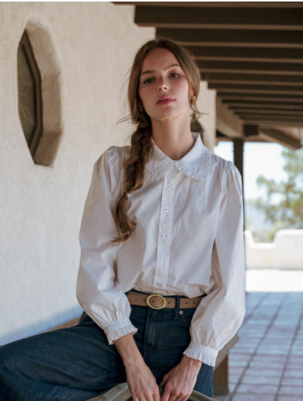 Ruffle Collar Button Down
