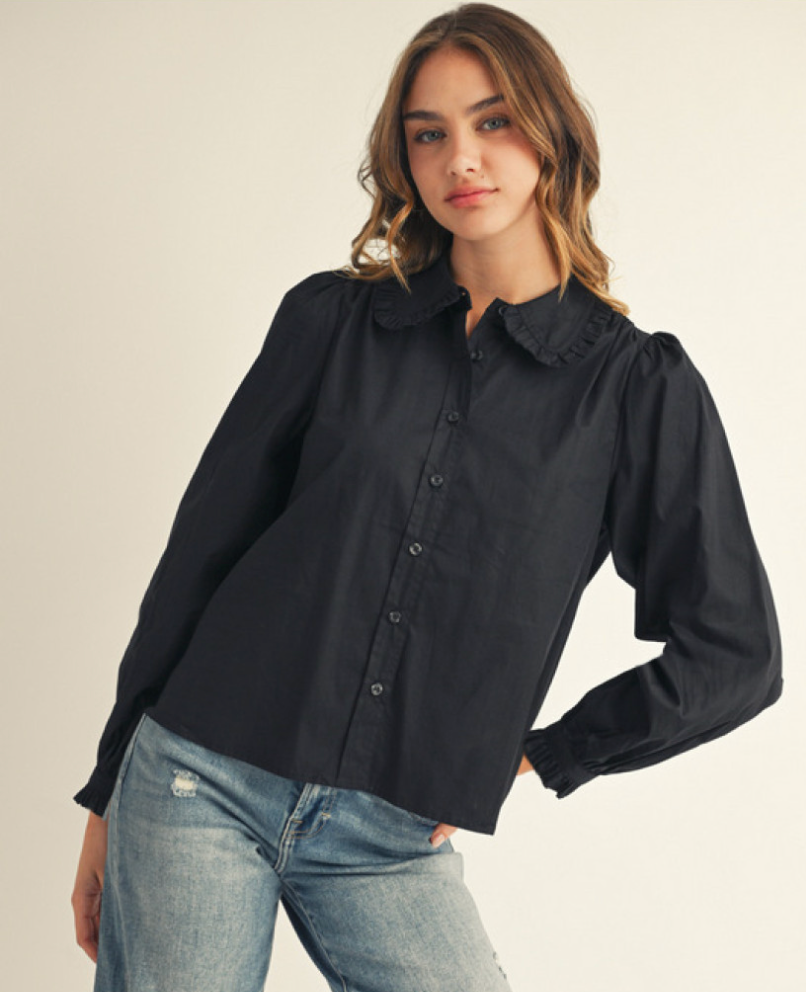 Ruffle Collar Button Down