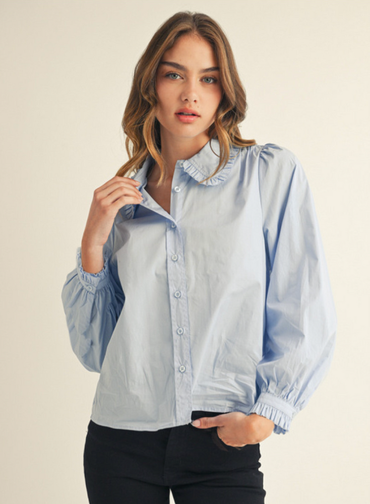 Ruffle Collar Button Down