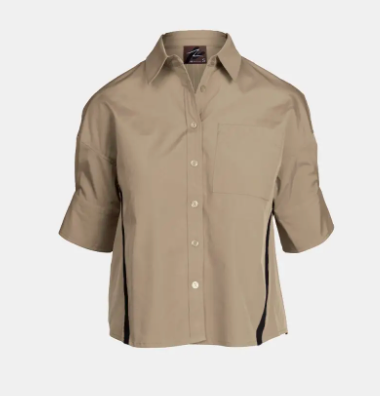 Boxy Half Sleeve Blouse with Stripe Accents