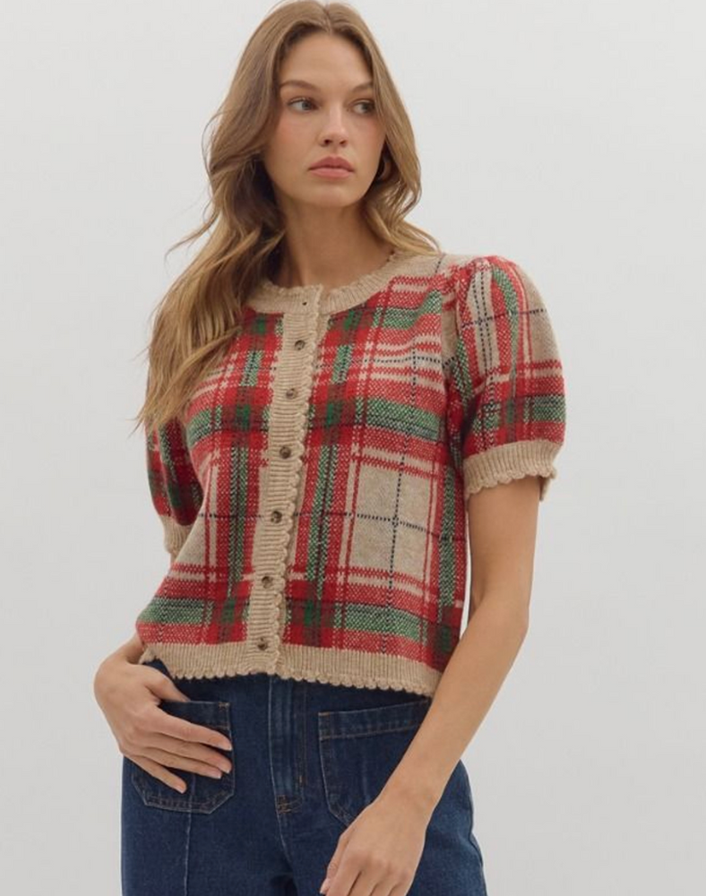 Christmas Plaid Cardigan