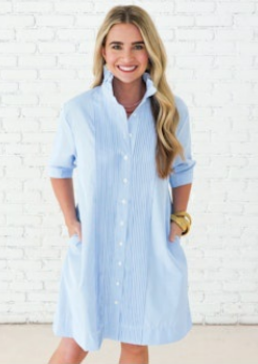 Payton Dress- Blue Stripe