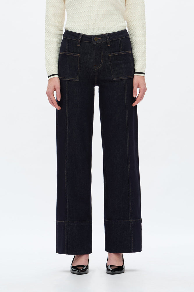 Katia Mid Rise Wide Leg- Rinse Wash