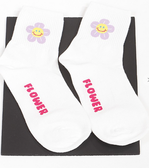 
            
                Load image into Gallery viewer, Flower Smile Crew Socks - Lavender
            
        