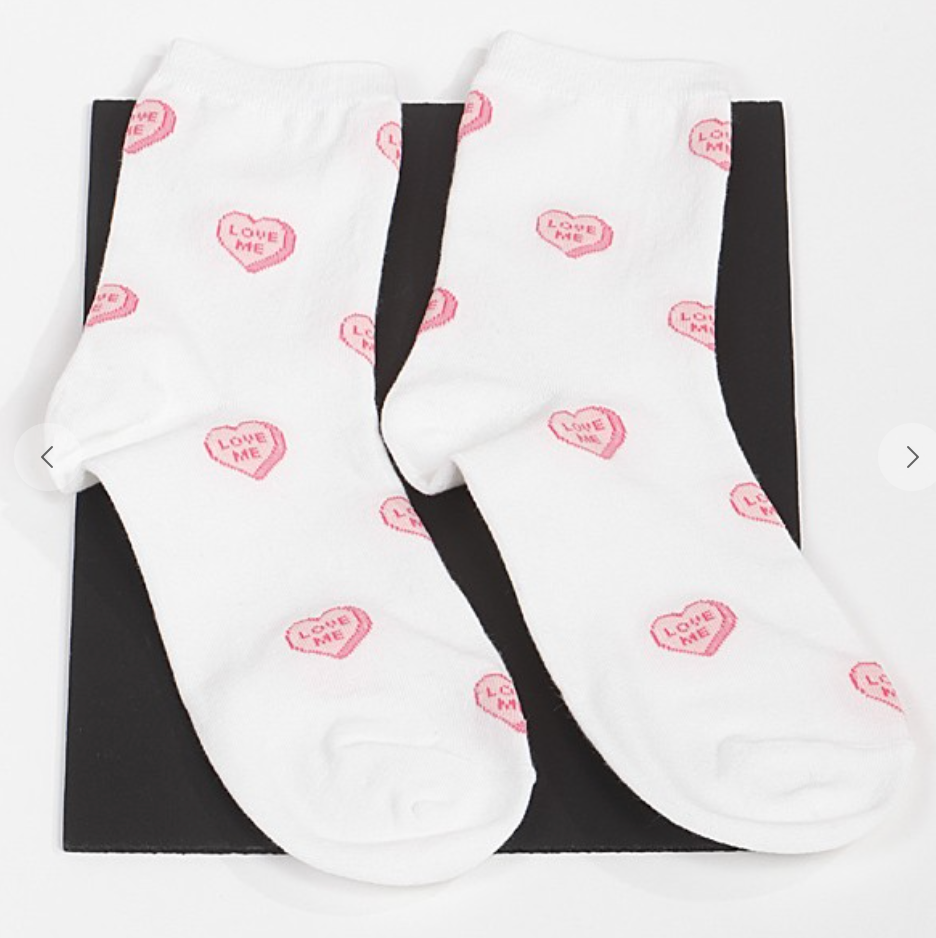 Multi Love Me Crew Socks - White