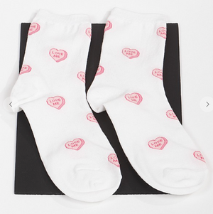 
            
                Load image into Gallery viewer, Multi Love Me Crew Socks - White
            
        