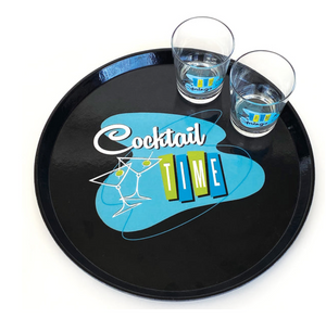 Cocktail Time 16 Round Tray - Black