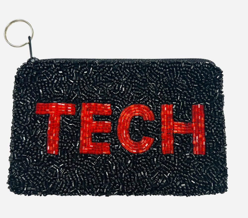 Beaded Coin Purse - Red Tech