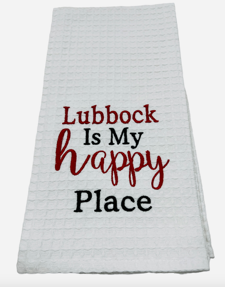 
            
                Load image into Gallery viewer, Lubbock Happy Place - Tea Towel
            
        