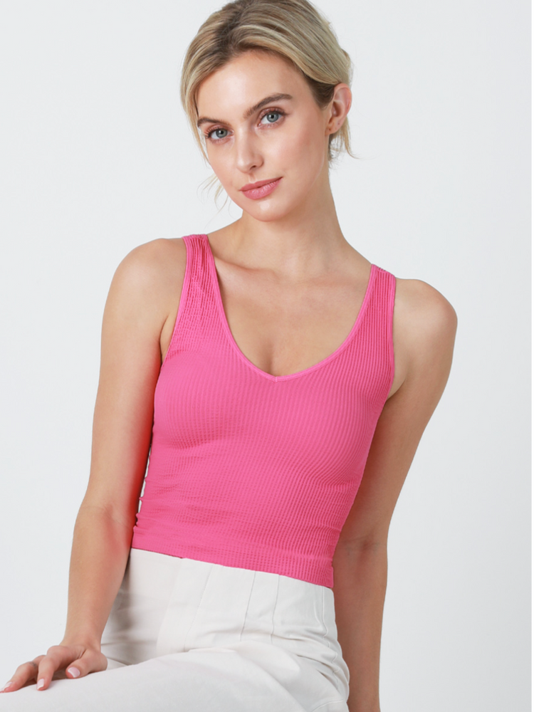 V Neck Ribbed Crop Top