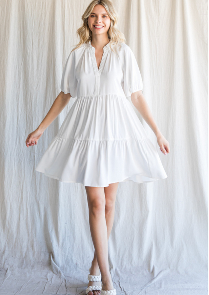 Raglan Sleeve Dress - White