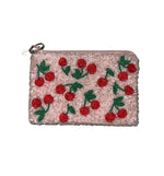 Beaded Coin Purse - Pink Cherry
